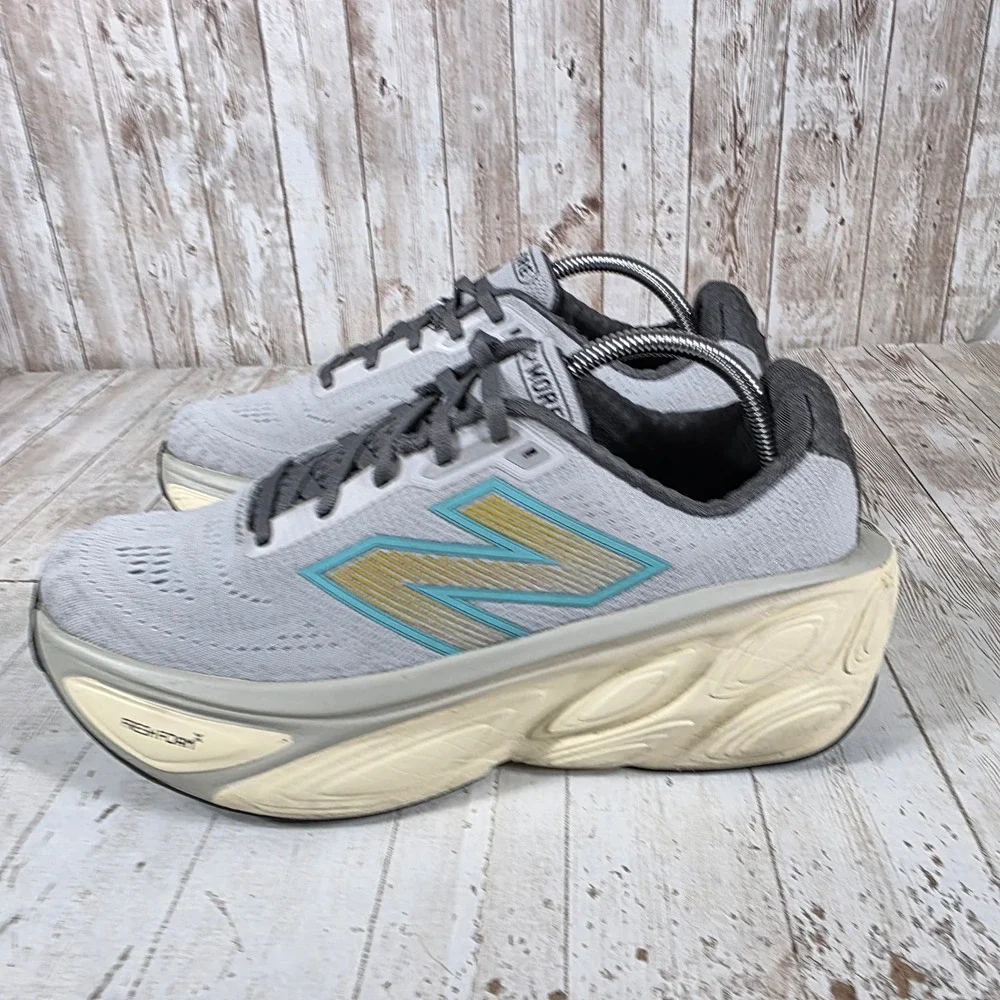 New Balance Fresh Foam X More v5 Mens 10 Wide 2E Grey Teal Running Shoes MMORLJ5
